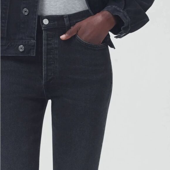 NWOT Agolde Nico High Rise Slim Fit Black Jeans Size 25 - Picture 4 of 13